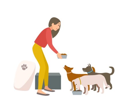 Иллюстрация кормить бездомных животных