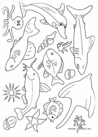 Трафареты морских обитателей для детей