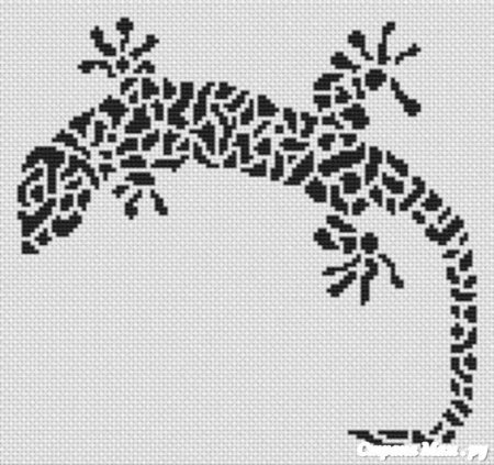 Ящерицы Монохромная вышивка