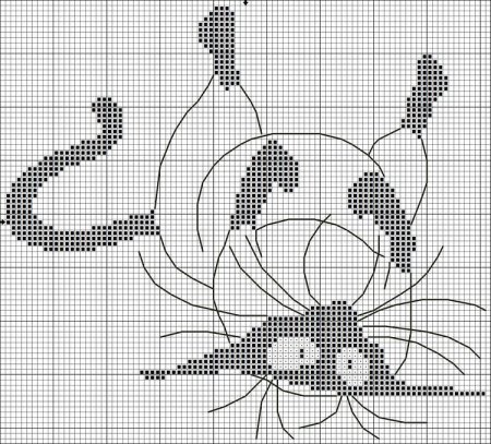 Черно-белая вышивка крестом