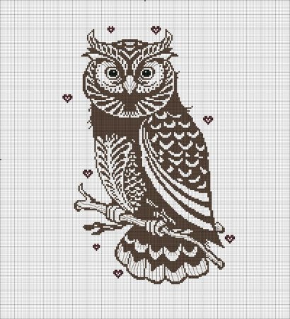 Вышивка блэкворк Совы