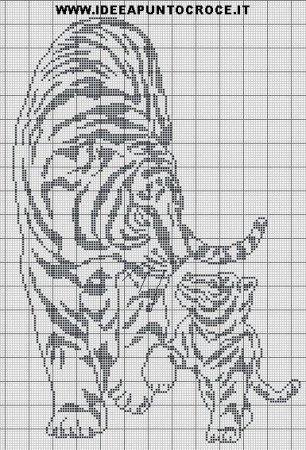 Монохромная вышивка животные