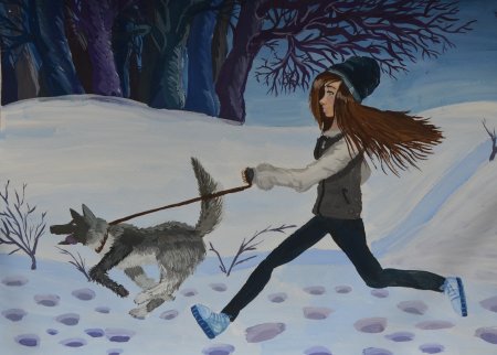 Зимняя композиция с людьми