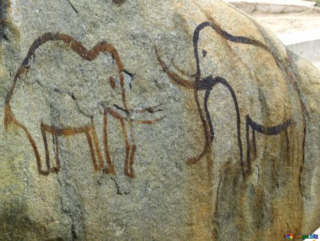 Наскальная живопись мамонт