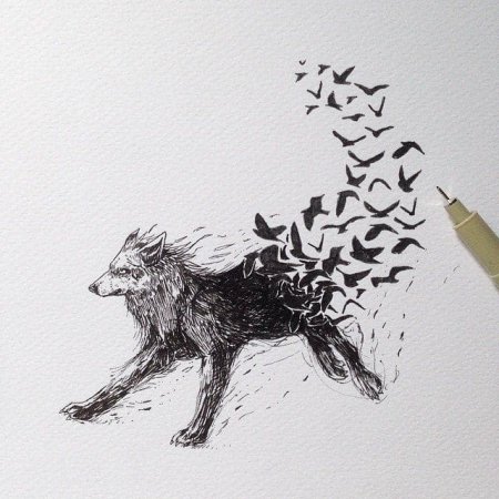 Животные тушью и пером
