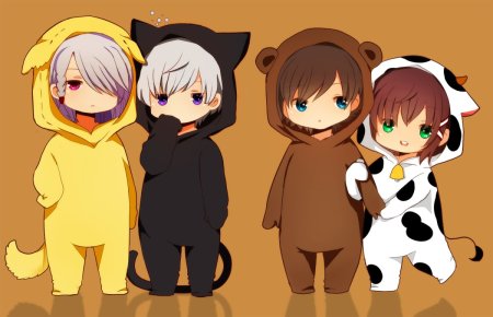 Аниме девушки в костюмах животных