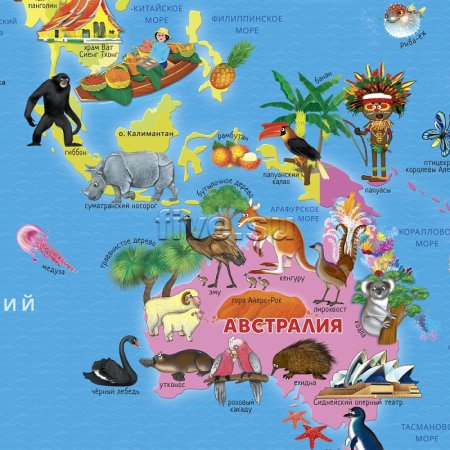 Австралия карта для детей