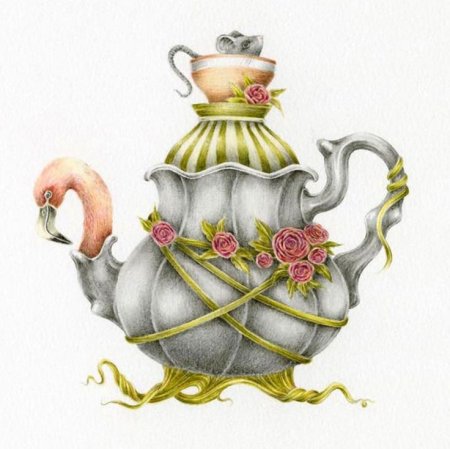 Чайник Алиса в стране чудес рисунок