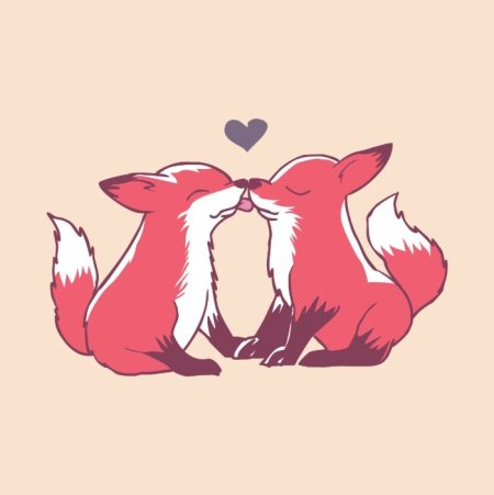 Влюбленные лисы арт
