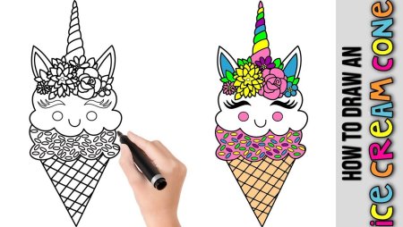 Раскраска мороженое Единорог
