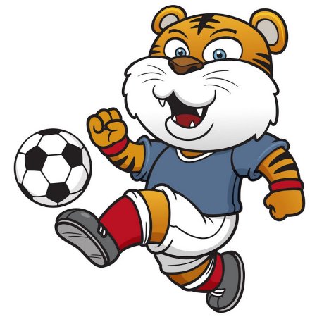 Тигренок с футбольным мячом