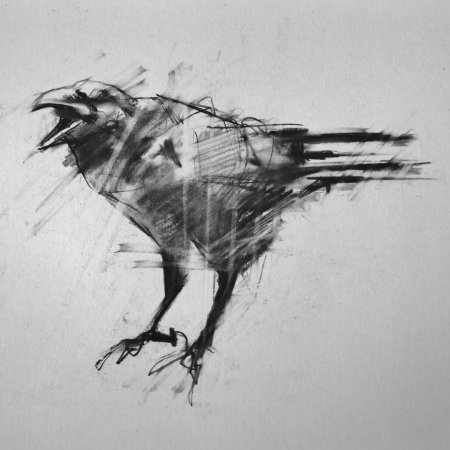 Ворона тушью