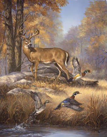 Картина " олень на водопое" Викторианская эпоха