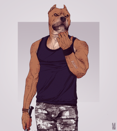 Человек с головой собаки