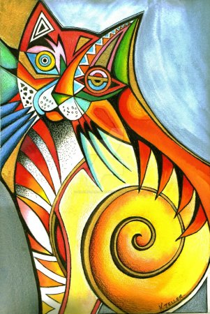 Кубизм картины кошка Пикассо