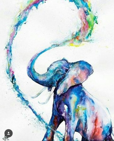 Слоны акварелью