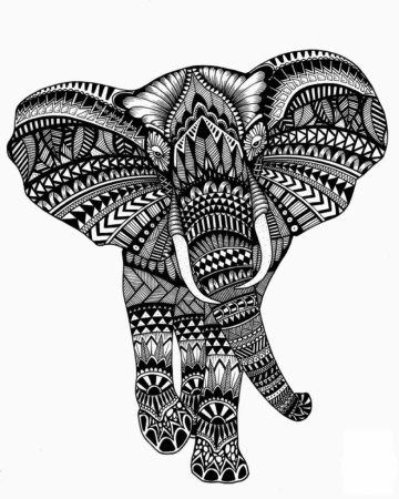Слон Зентангл дудлинг