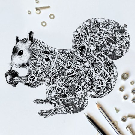 Животные гелевой ручкой