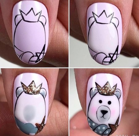 Маникюр животные пошагово