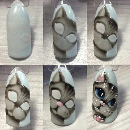Животные на ногтях пошагово