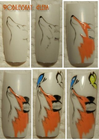 Рисование животных на ногтях
