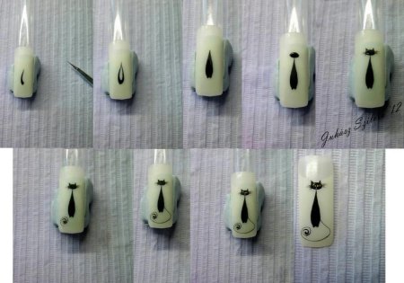Котики на ногтях пошагово