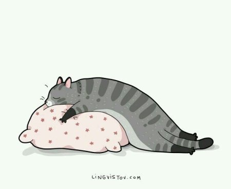 Уставший котик арт