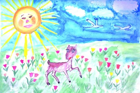 Детский рисунок степь