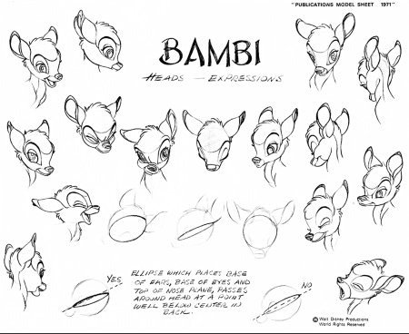 Бэмби Дисней зарисовки