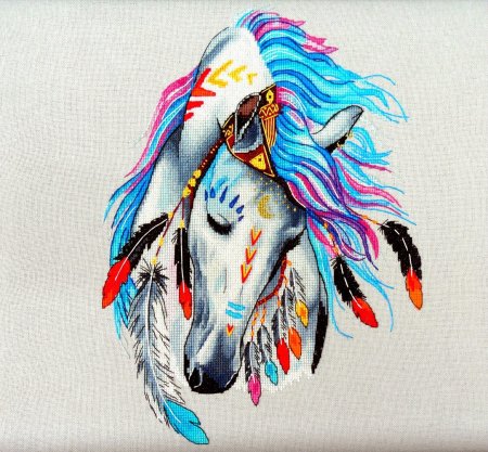 Вышивка индейский конь