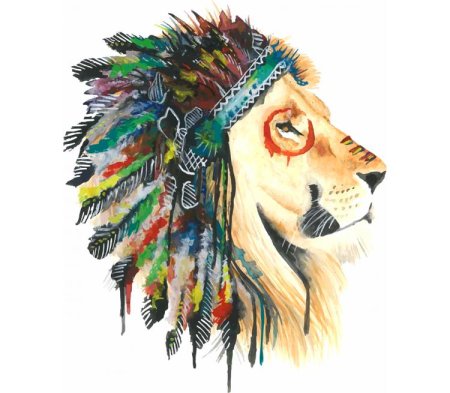 Лев в индейском стиле