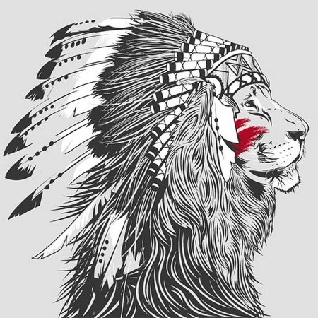 Тату Лев индеец