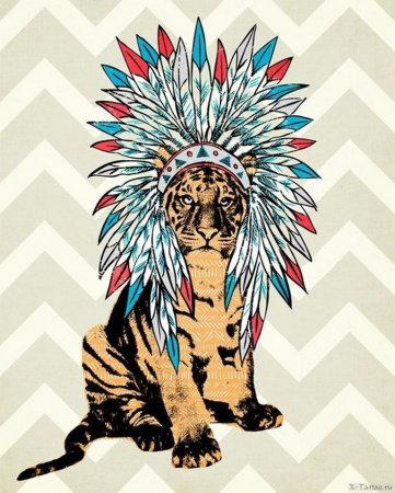 Тигр в индейском стиле
