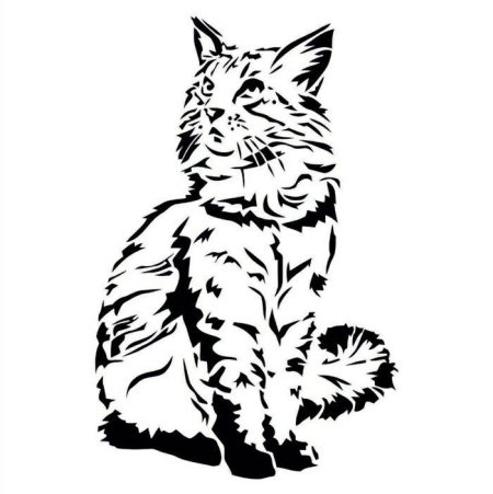 Трафарет кота для выжигания по дереву