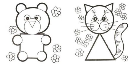 Животные из геометрических фигур для детей 4-5 лет