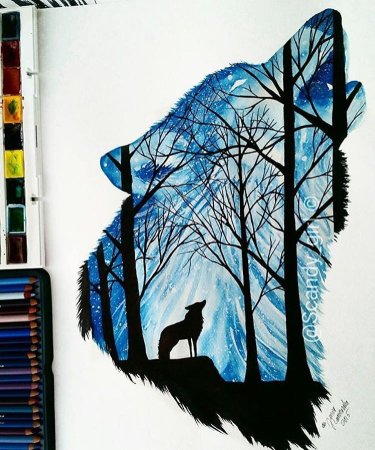 Акварельные силуэты животных