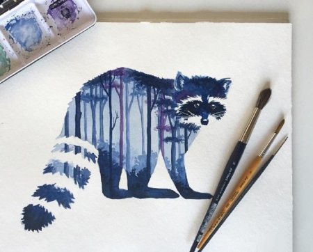 Акварельные силуэты животных