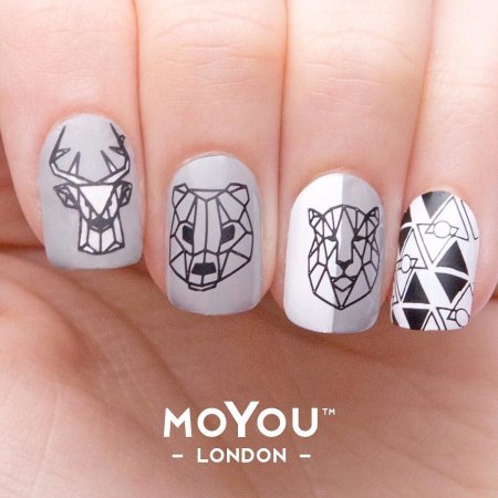 Геометрические животные на ногтях