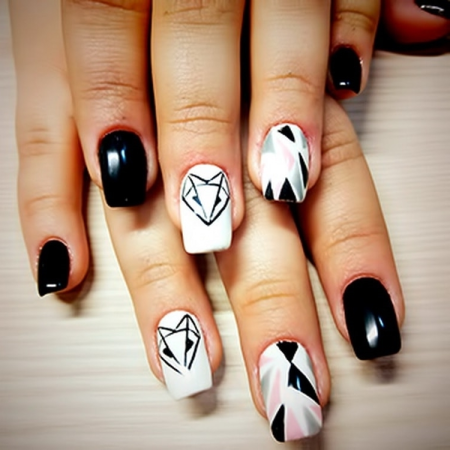 Ногти с графическими животными