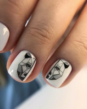 Геометрические животные на ногтях