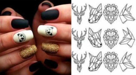 Ногти с геометрическими животными