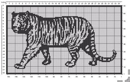 Тигр филейное вязание