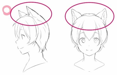 Рисование кошачьих ушей