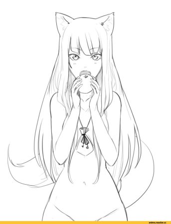 Раскраска девушка с ушками