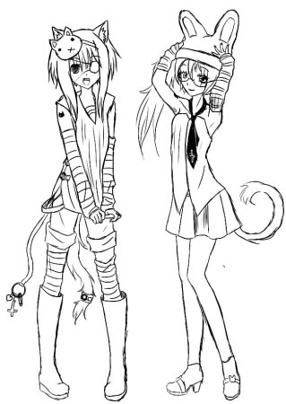 Раскраски аниме кошки
