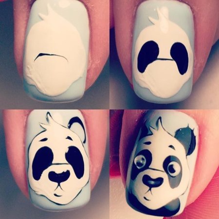 Панда на ногтях пошагово