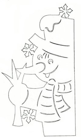 Вытынанки Снеговик сбоку