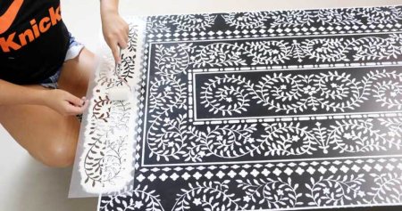 Мебель украшенная с помощью трафарета