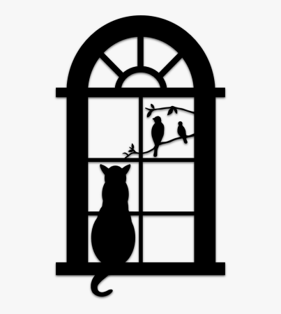 Силуэт кошки на окне