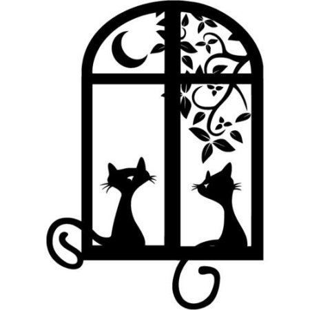 Кошка на окошке силуэт